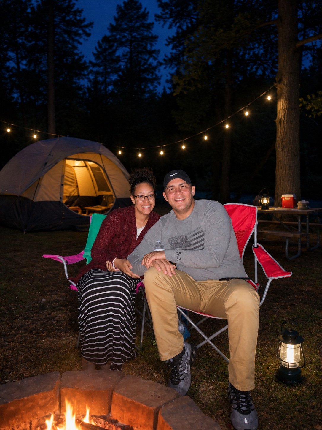Luis Ortiz with his wife, Heather, at a campground